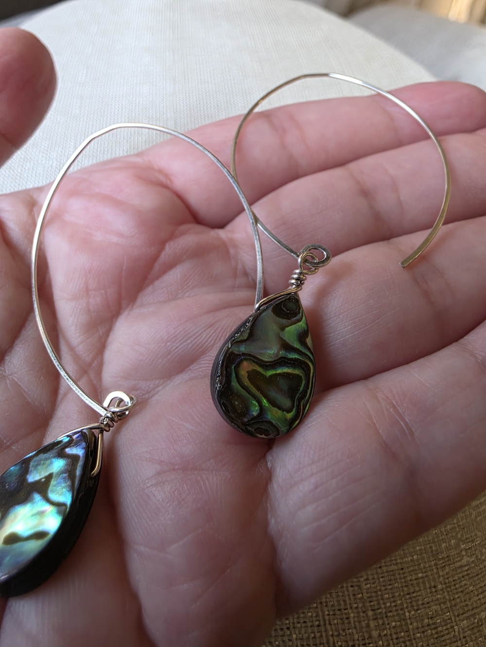 Silver Avalon Shell Marquis Hook Earrings - Picture 5 of 10